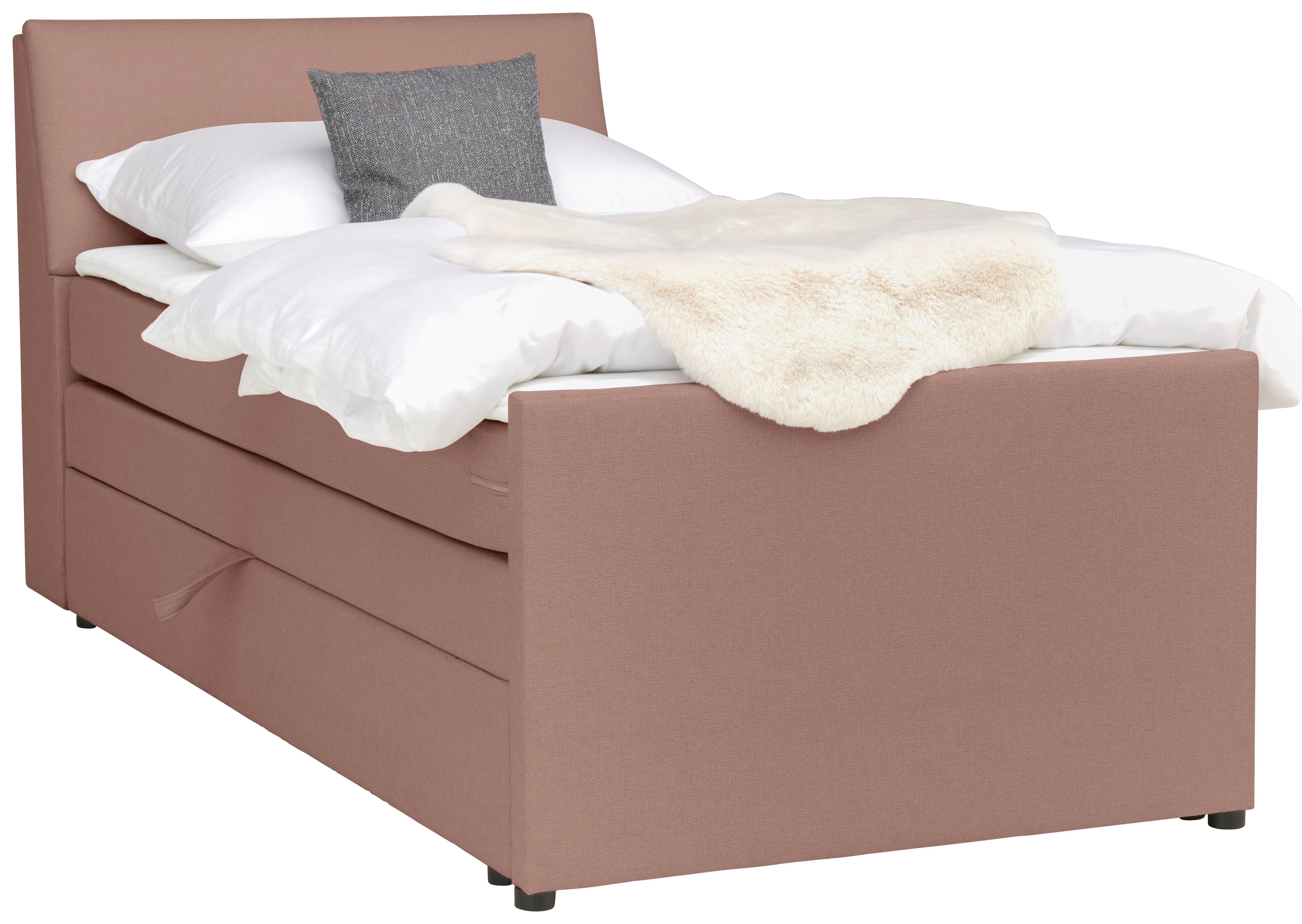 Boxspringbett Mit Bettkasten Nida 120x200 Cm Altrosa - Altrosa/Schwarz, MODERN, Holz/Textil (120/200cm) - MID.YOU