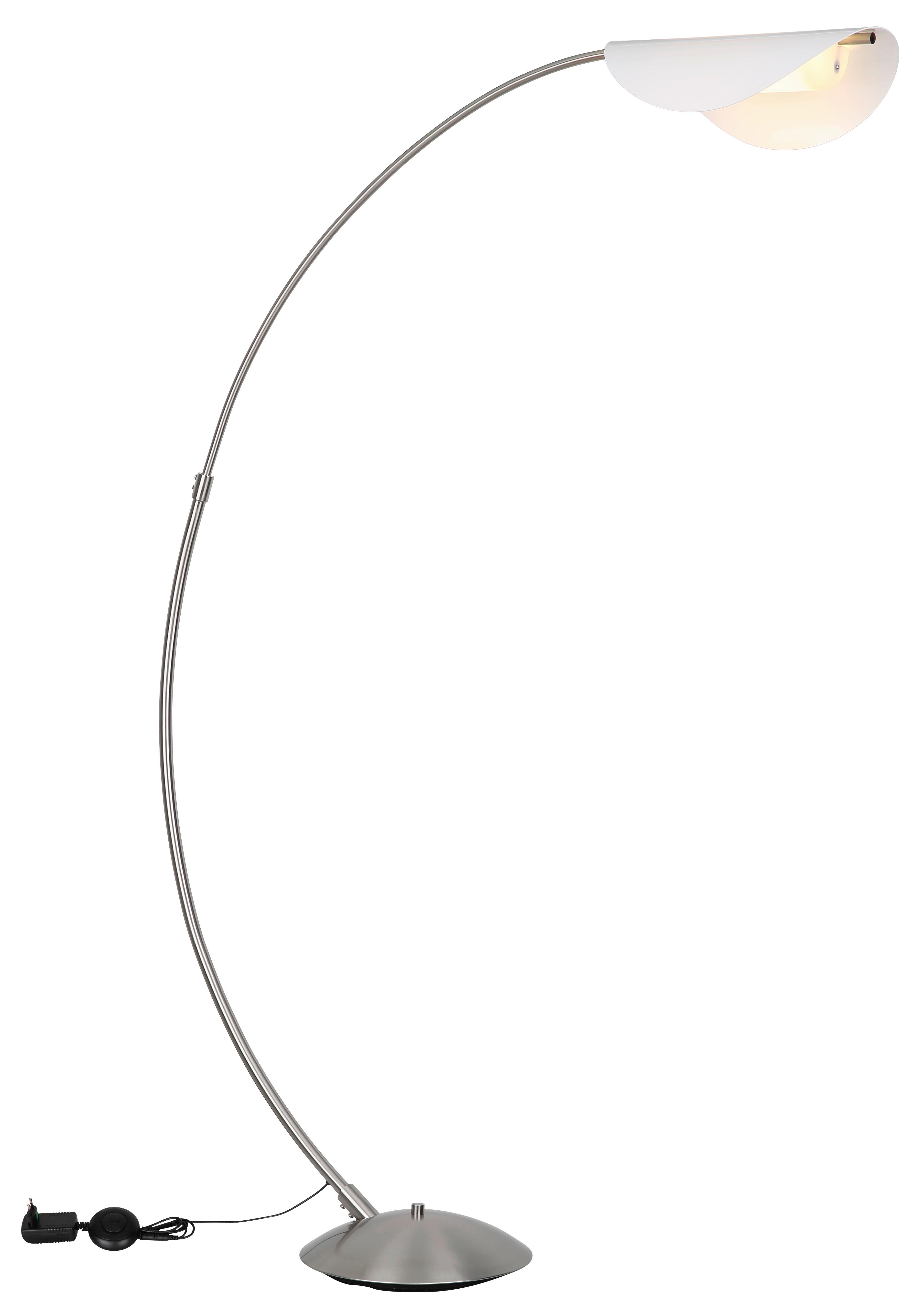 LED-Stehleuchte Robles Schwarz Nickelfarben L: 124 cm - Schwarz/Weiß, Design, Kunststoff/Metall (124/35/182cm) - Globo