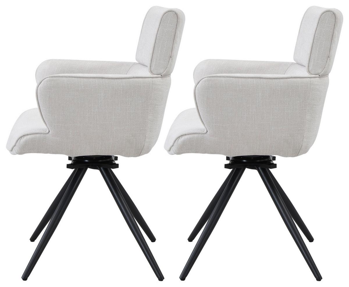 Armlehnstuhl Elis Webstoff Taupe, B: 62 cm - Taupe/Schwarz, KONVENTIONELL, Textil/Metall (62/89/62cm) - Livetastic