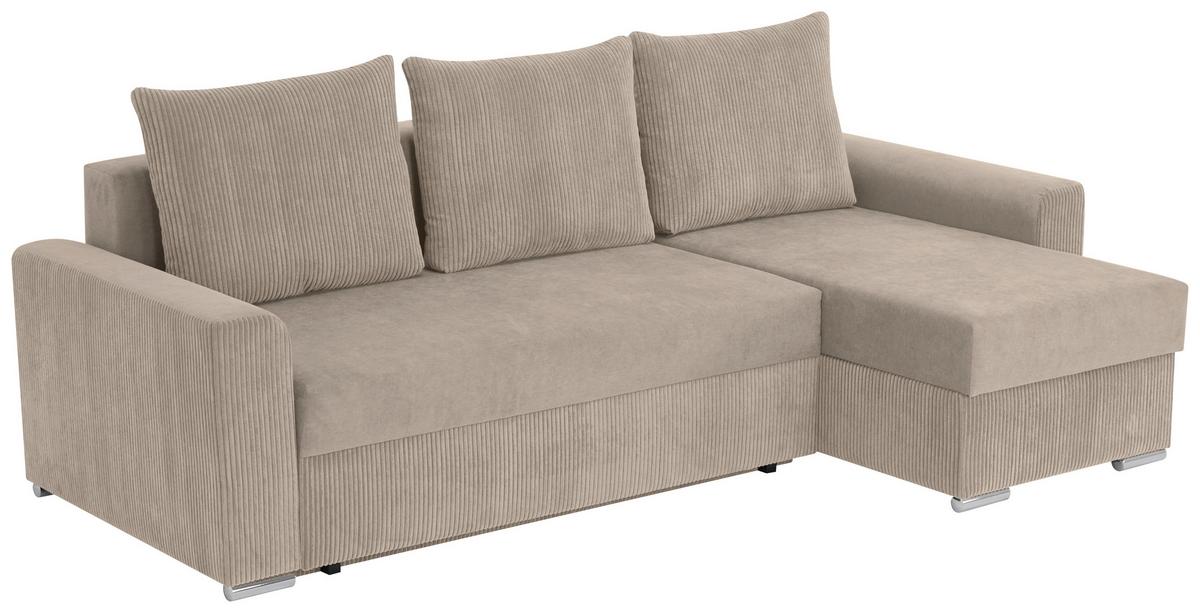 Ecksofa Diever Taupe S: 239x141 cm - Taupe/Chromfarben, Design, Textil (239/141cm) - Livetastic