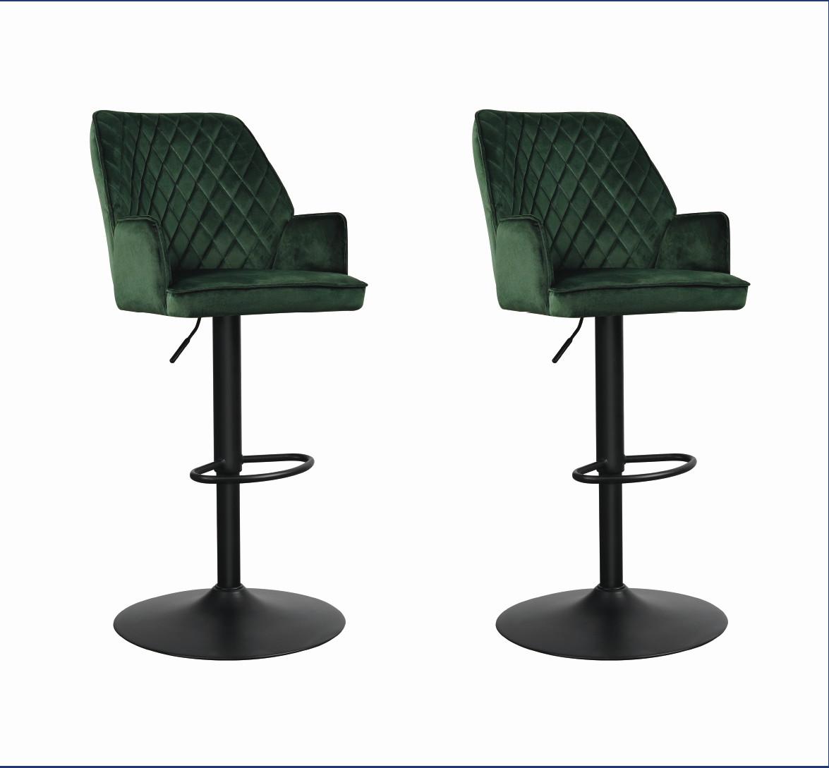 Barhocker-Set Donny Grün B: 54 cm - Schwarz/Grün, MODERN, Textil/Metall (54/100/58cm) - MID.YOU