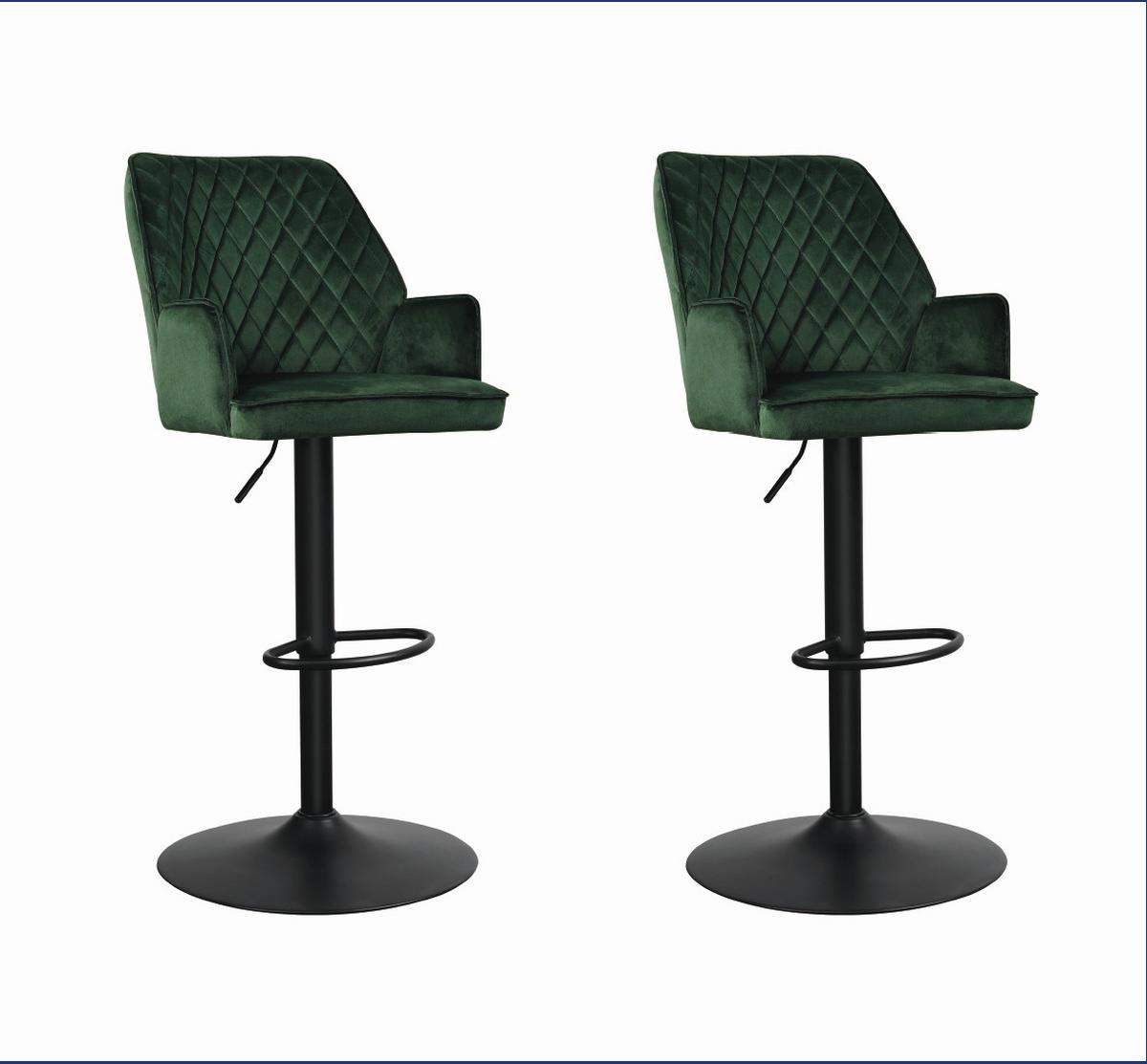 Barhocker-Set Donny Grün B: 54 cm - Schwarz/Grün, MODERN, Textil/Metall (54/100/58cm) - MID.YOU