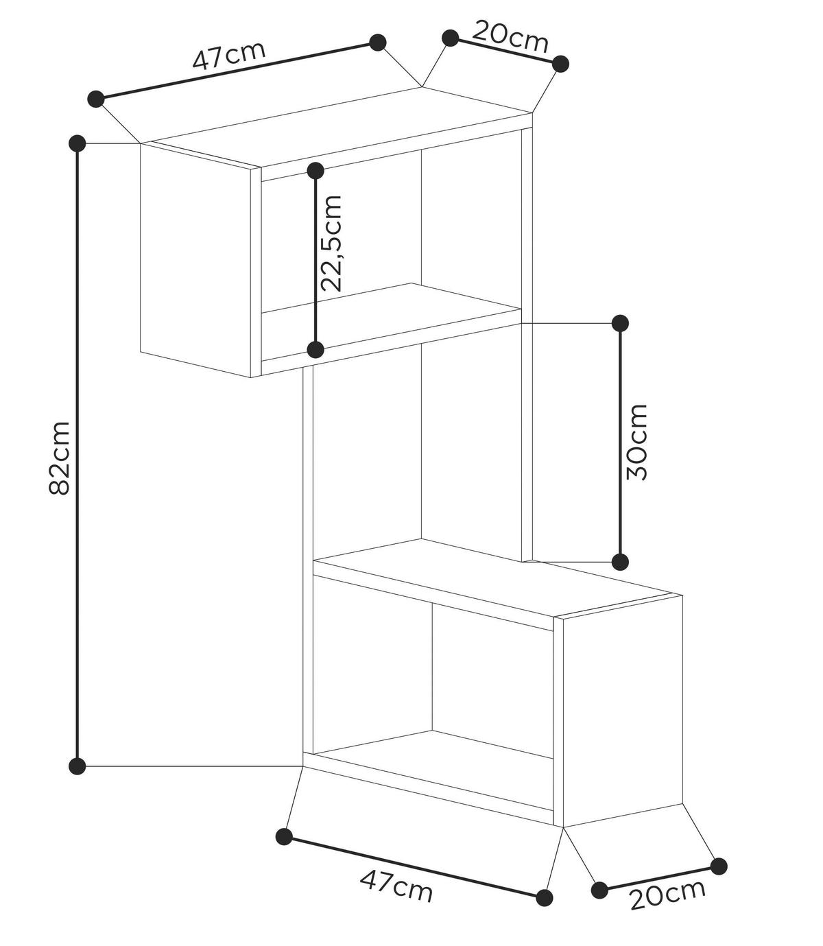 Wandboard Part Regal - Weiß, Design, Holzwerkstoff (67/82/47cm) - Livetastic