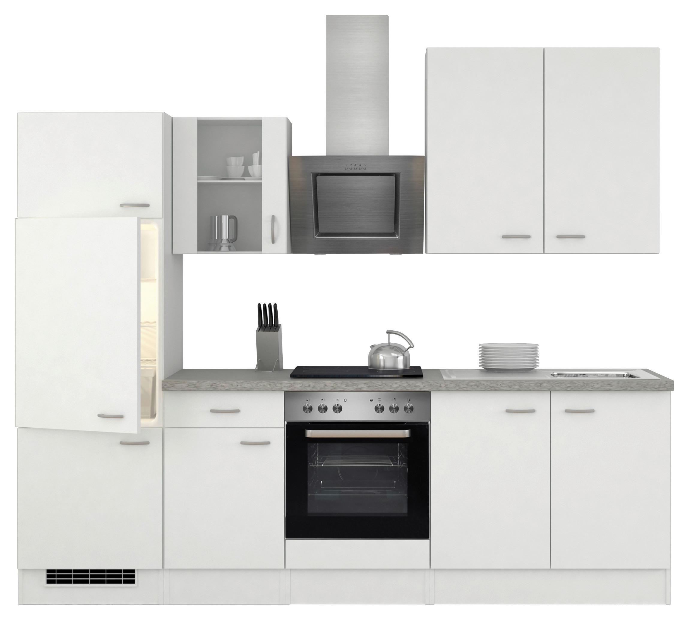 Küchenzeile Wito M. Geräten 270 Cm Grau/weiß Modern - Hellgrau/Weiß, MODERN, Glas/Holzwerkstoff (270cm) - FlexWell