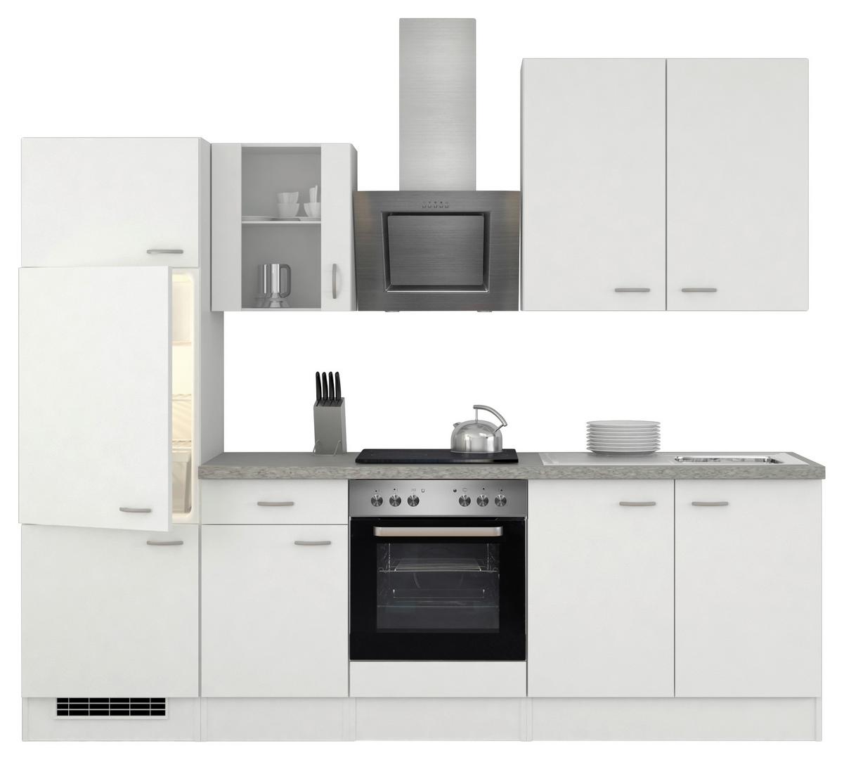 Küchenzeile Wito M. Geräten 270 Cm Grau/weiß Modern - Hellgrau/Weiß, MODERN, Glas/Holzwerkstoff (270cm) - FlexWell