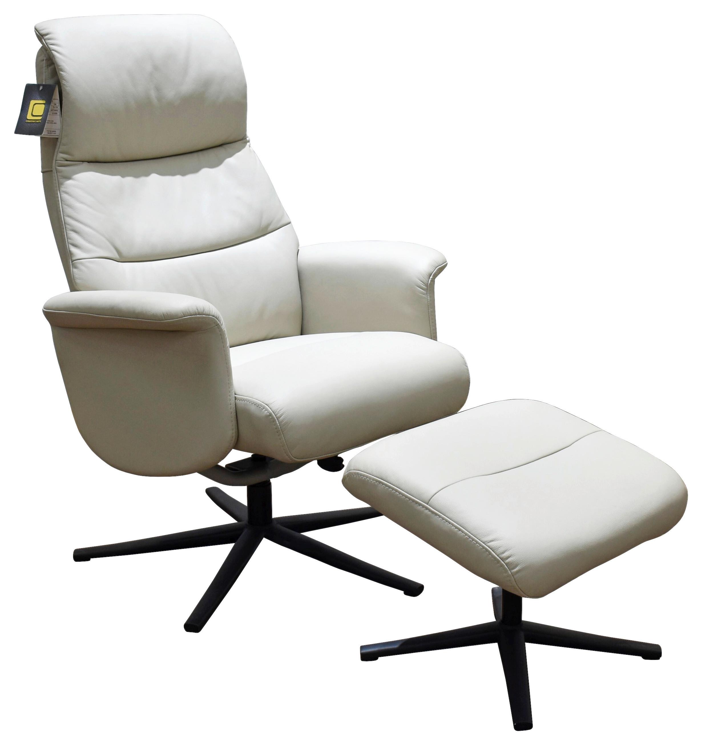 Relaxsesselset Repose Hellgrau B: 76 Cm - Hellgrau/Schwarz, Design, Leder/Textil (76/107/79cm) - Livetastic