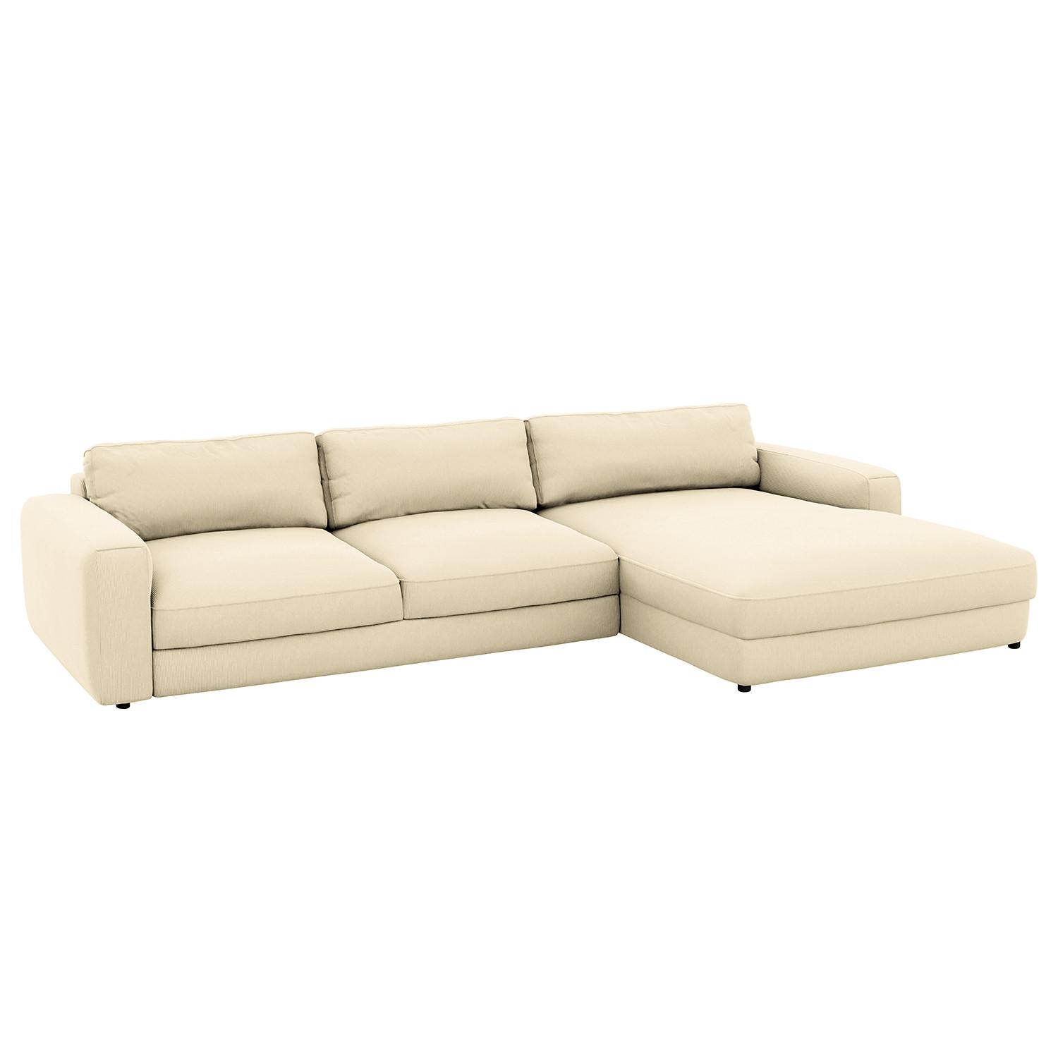 Ecksofa Bourbon, Creme S: 303x176 cm - Creme/Schwarz, MODERN, Textil (303/176cm) - Trendmanufaktur