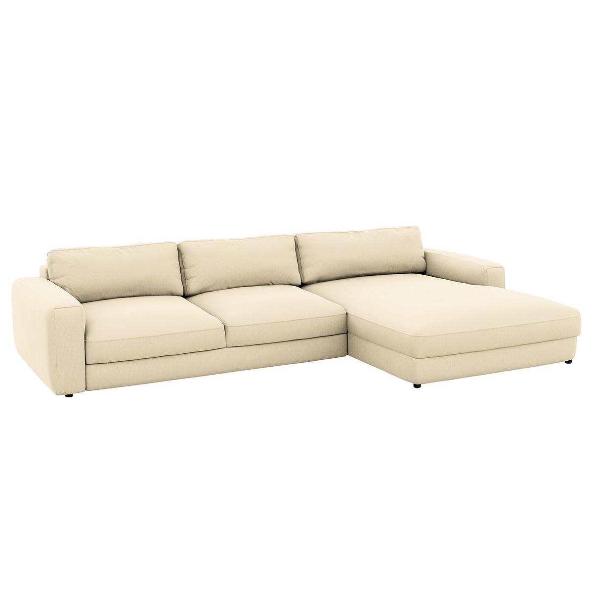 Ecksofa Bourbon, Creme S: 303x176 cm - Creme/Schwarz, MODERN, Textil (303/176cm) - Trendmanufaktur