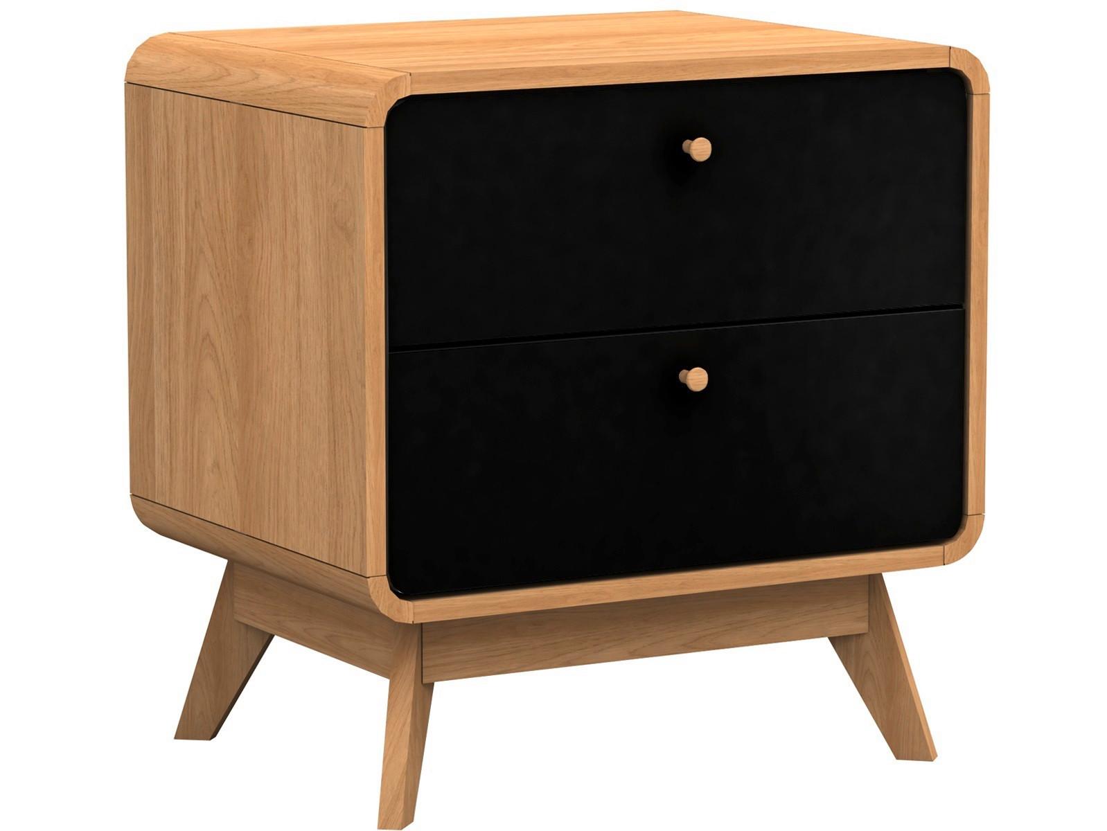 Nachttisch Cassie Schwarz Eiche Dekor - Eichefarben/Schwarz, Design (51/53/39cm) - MID.YOU