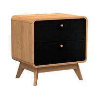 Nachttisch Cassie Schwarz Eiche Dekor - Eichefarben/Schwarz, Design (51/53/39cm) - MID.YOU