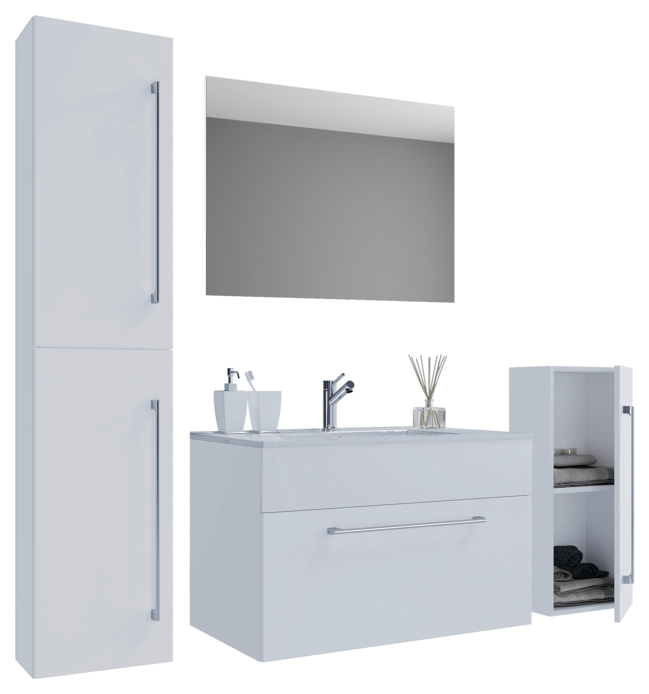 Badezimmer Badinos 5-Teilig Weiß B: 126 cm - Weiß, MODERN, Keramik/Holzwerkstoff (126cm) - MID.YOU