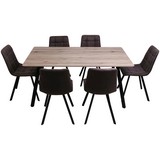 Tischgruppe Zürs - Eichefarben/Schwarz, MODERN, Holzwerkstoff/Textil (160/59/90/88/75/48,5cm)