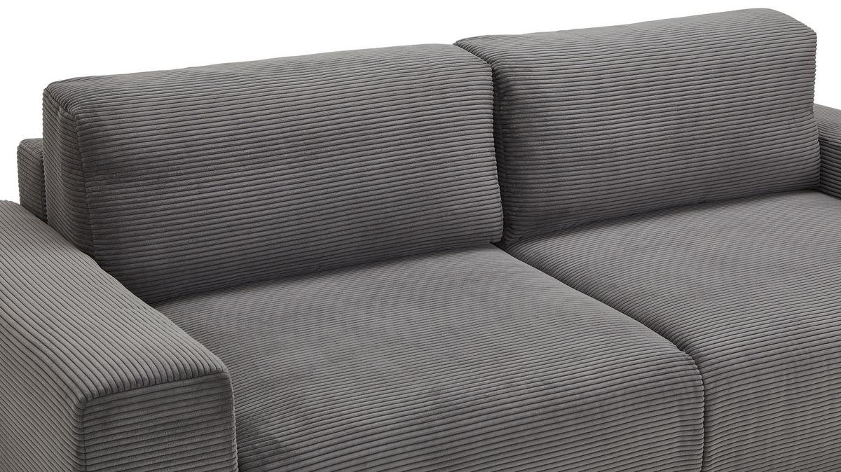 Schlafsofa Vouge Grau Bettkasten, B: 255 Cm - Buchefarben/Schwarz, KONVENTIONELL, Textil (255/86/123cm) - Livetastic