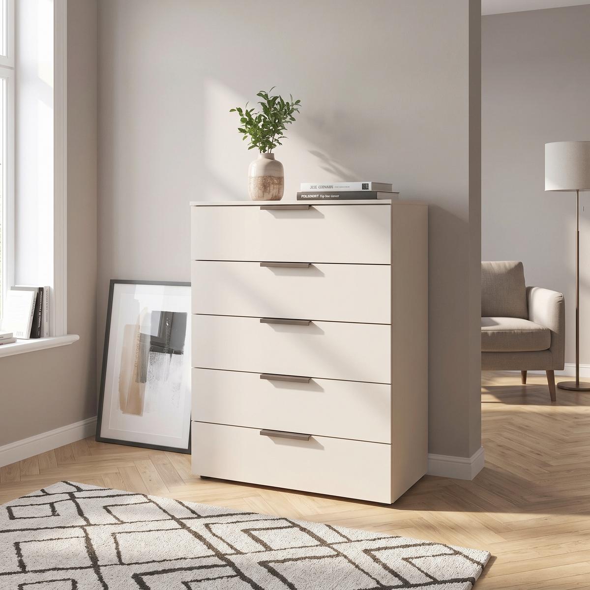 KOMMODE Flipp Champagner B: 80 cm - Champagner/Schwarz, MODERN, Holzwerkstoff (80/100/42cm) - Rauch Möbel
