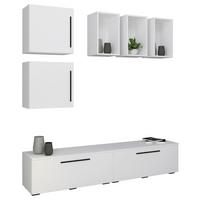 Obývací stěna Arila, 7- dílna, š: 190cm - bílá/černá, Moderní, kompozitní dřevo/plast (190/200/40cm) - MID.YOU