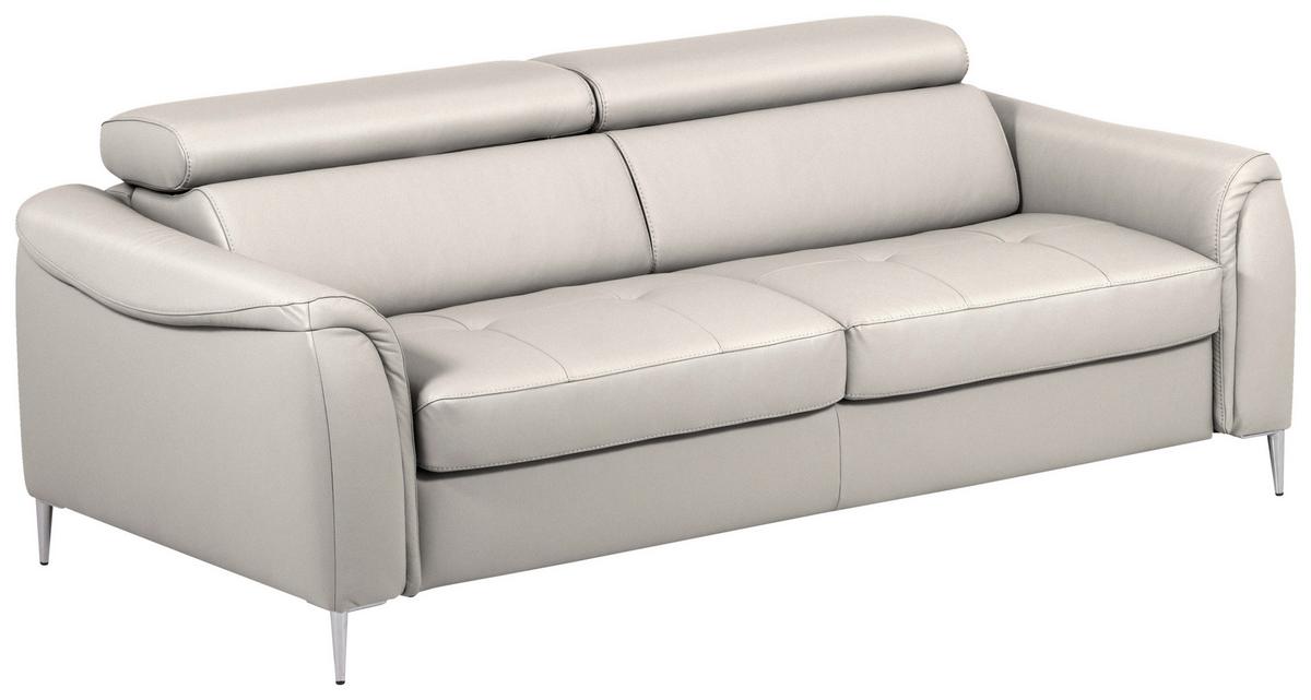 Schlafsofa Pafos Grau Lederlook, Rindsleder B: 203cm - Grau, Design, Leder/Textil (203/77-98/103cm) - MID.YOU