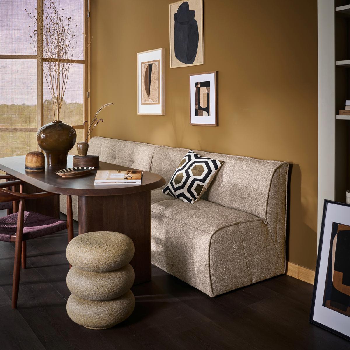 SITZBANK Cluster Khaki B: 164cm - Khaki/Schwarz, MODERN, Textil (164/86/75cm) - Livetastic
