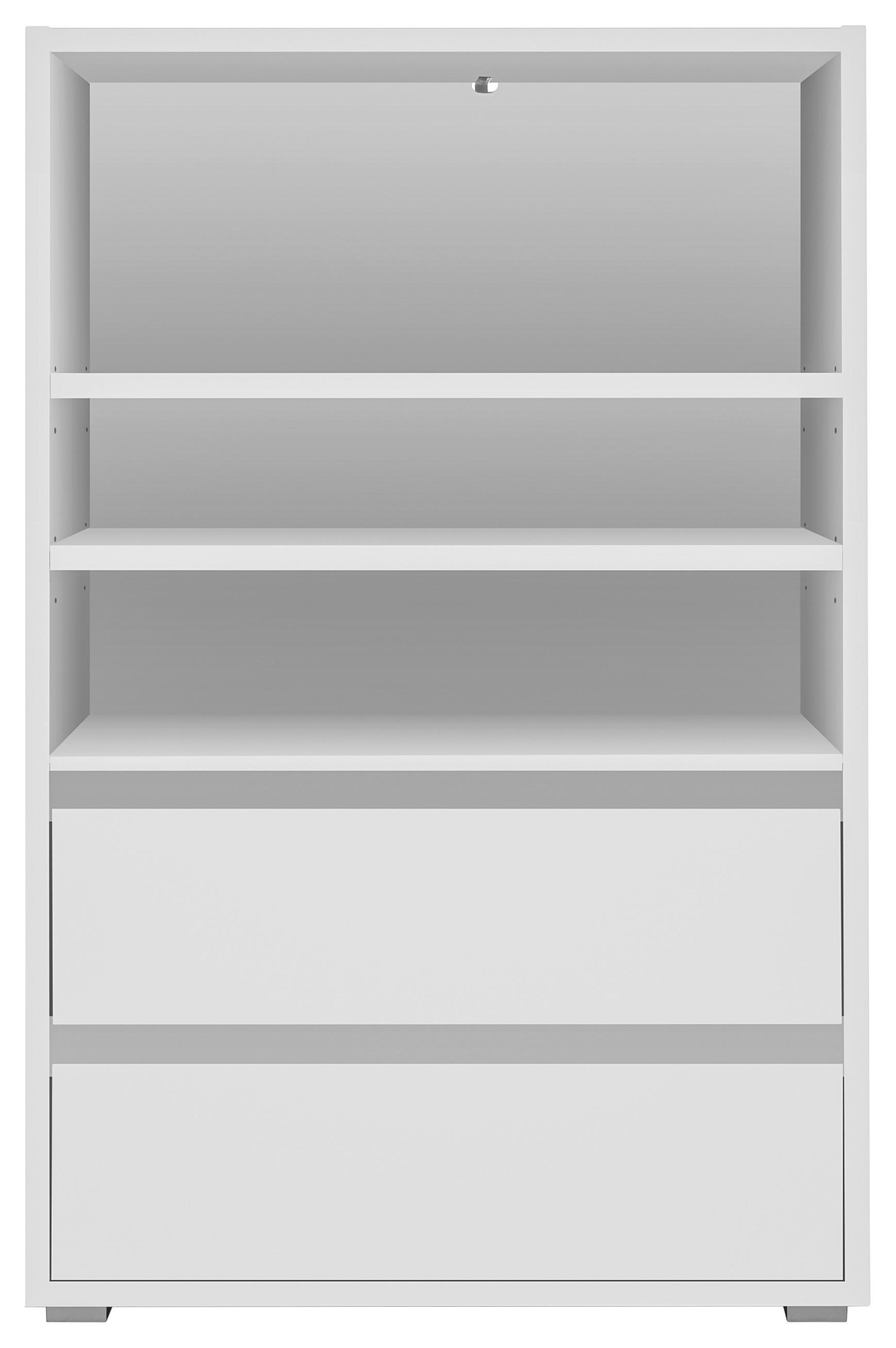 Regal mit Laden Image 85 cm Weiß - Silberfarben/Weiß, KONVENTIONELL, Holzwerkstoff (85/131/37cm) - MID.YOU