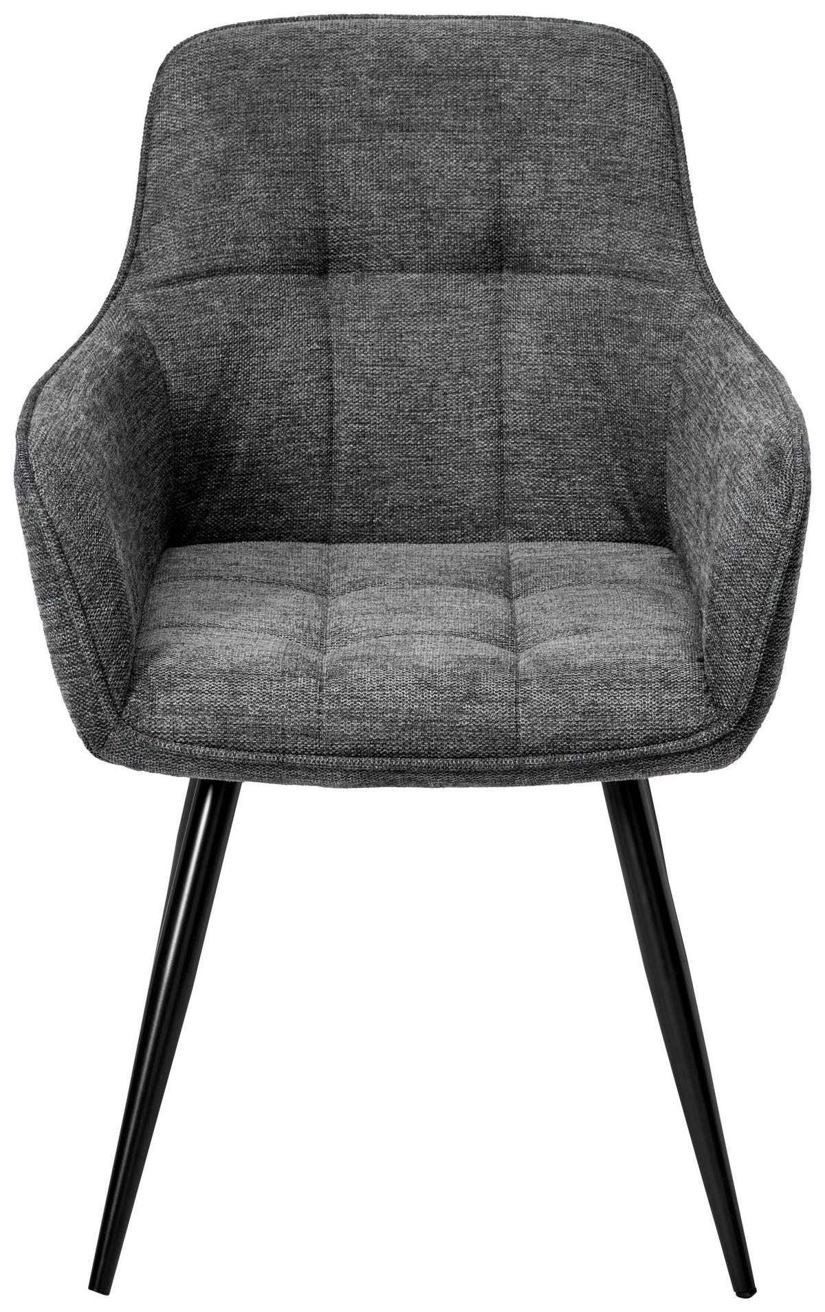 ARMLEHNSTUHL-SET LEICESTER - Schwarz/Grau, LIFESTYLE, Textil/Metall (57/84/60cm) - MID.YOU