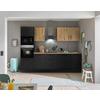 Küchenblock Turin Schwarz/eiche Dekor B: 280 Cm - Schwarz/Eiche Artisan, Basics, Holzwerkstoff (280cm) - MID.YOU
