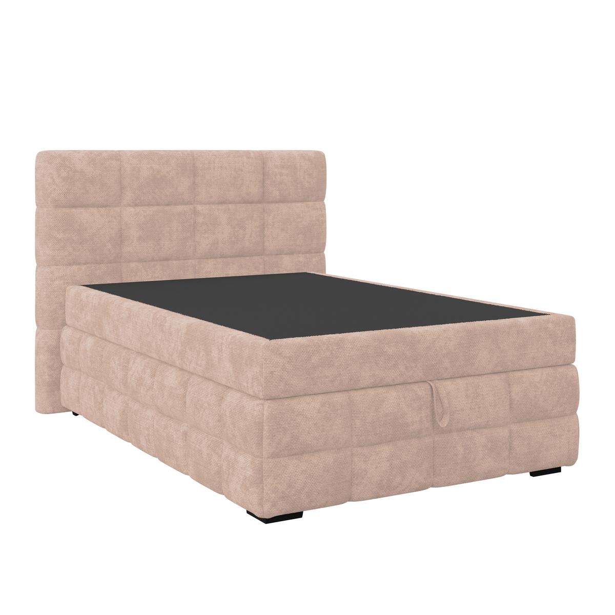 Čalúnená posteľ VEGA 140x200 cm, béžová - čierna/zelená, Trend, drevo/textil (140/200cm)