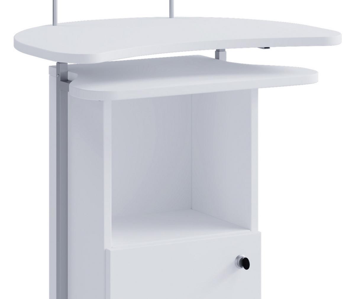 Stehpult mit Stauraum + Rollen B 56cm H 93cm Komil, Weiß - Weiß, Basics, Holzwerkstoff (56/41/93cm) - MID.YOU