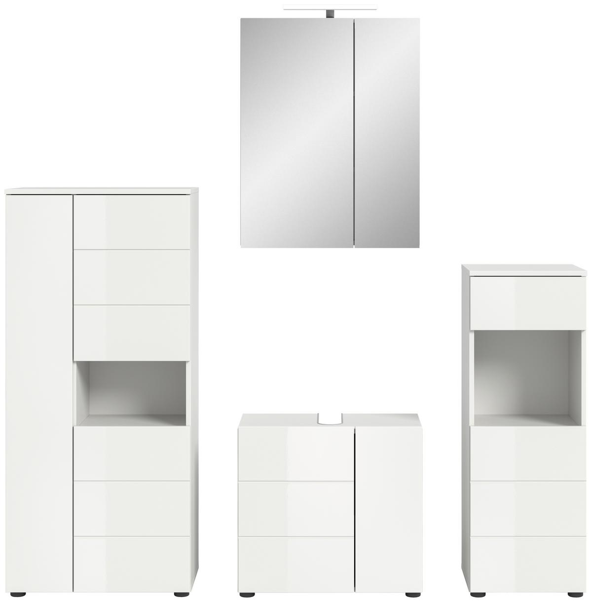 Badezimmer Vira Weiß B: 158 cm - Weiß Hochglanz, MODERN, Holzwerkstoff (158cm) - MID.YOU