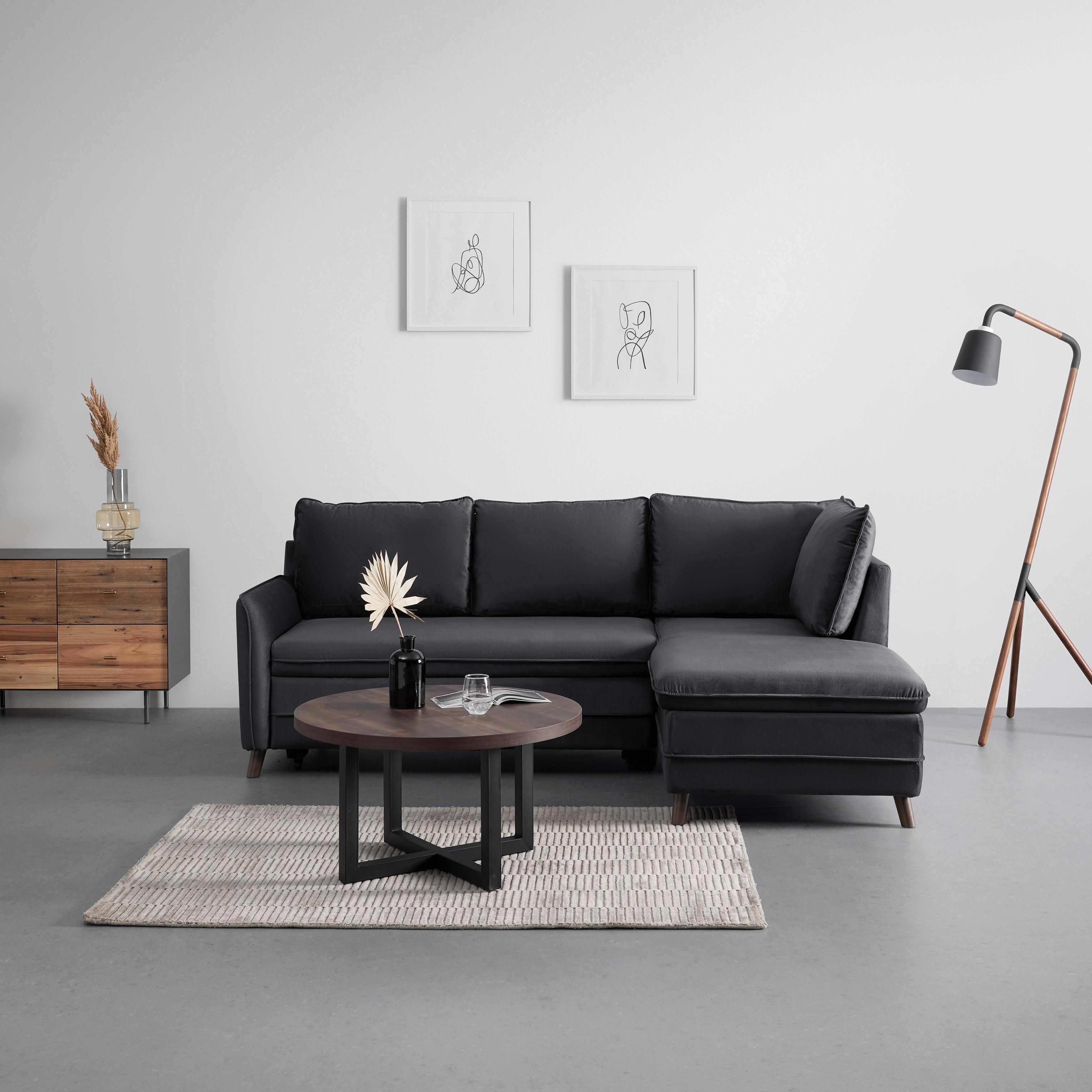 Sedací souprava ANGELINA - šedá/tmavě šedá, Moderní, dřevo/textil (229/87/154cm) - Bessagi Home