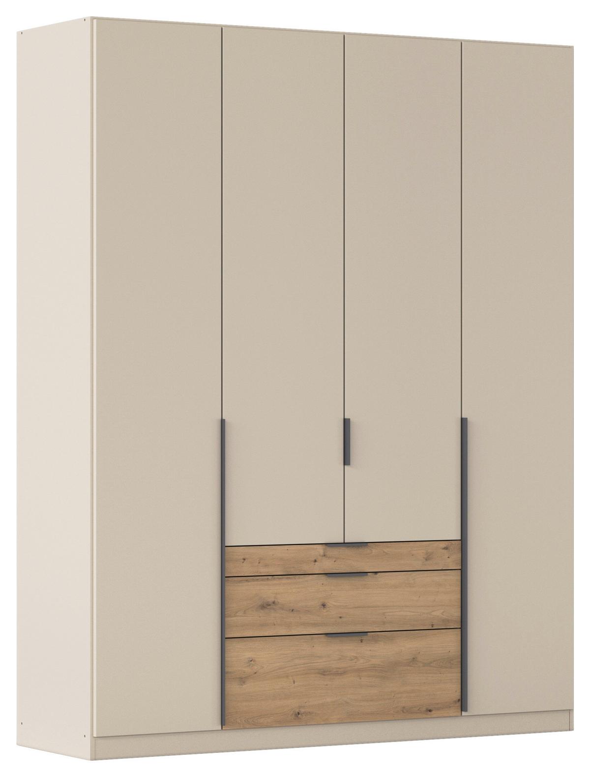 Drehtürenschrank Alabama-Super Champagner Dekor, B: 181 cm - Champagner/Eichefarben, Trend, Holzwerkstoff (181/229/54cm)