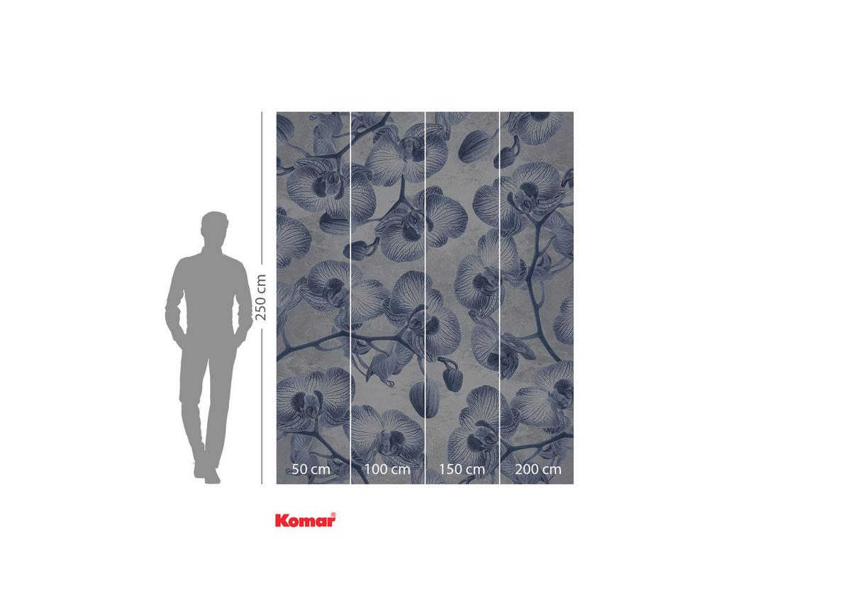 Vliestapete Orchidée - Blau/Weiß, Basics (200/250cm) - Komar