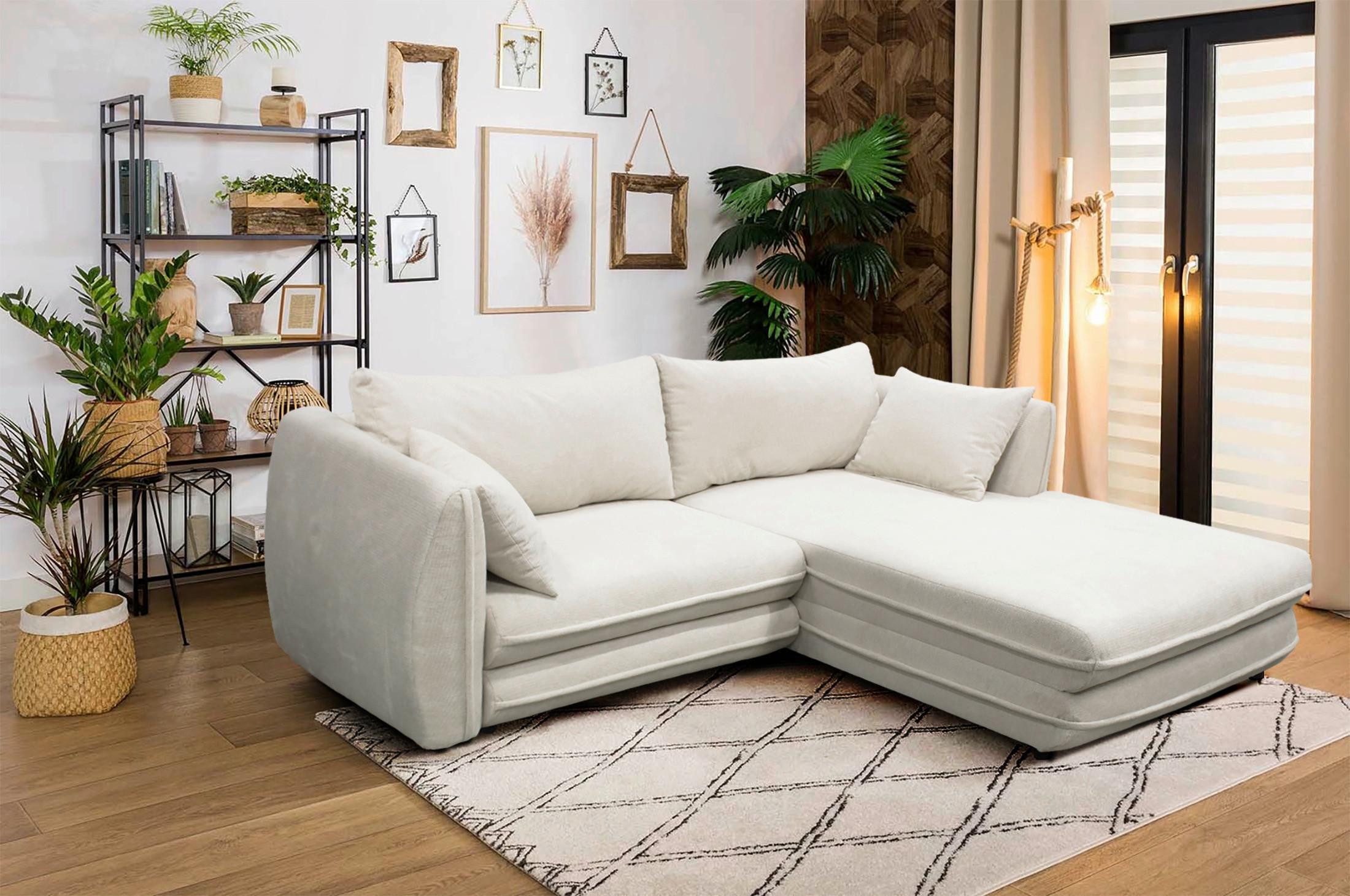 Ecksofa Vivaldi Creme S: 240x201 cm - Creme/Schwarz, Design, Textil (240/201cm) - MID.YOU