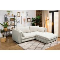 Ecksofa Vivaldi Creme S: 240x201 Cm - Creme/Schwarz, Design, Textil (240/201cm) - MID.YOU