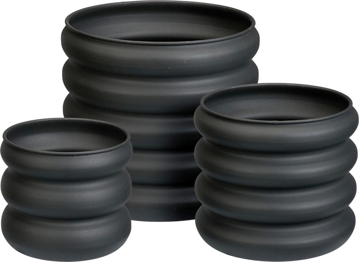 Übertopf-set Selina - Dunkelgrau, Basics, Metall (30/28/30cm)