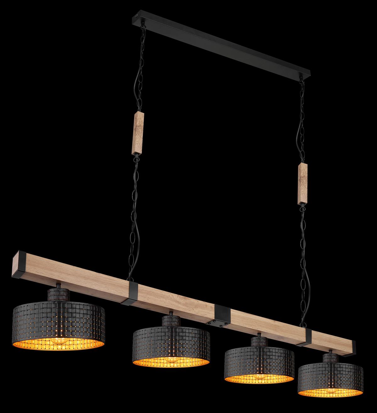 Hängeleuchte 15651-4h - Dunkelbraun/Goldfarben, Natur, Holzwerkstoff/Kunststoff (140/25/120cm) - Globo