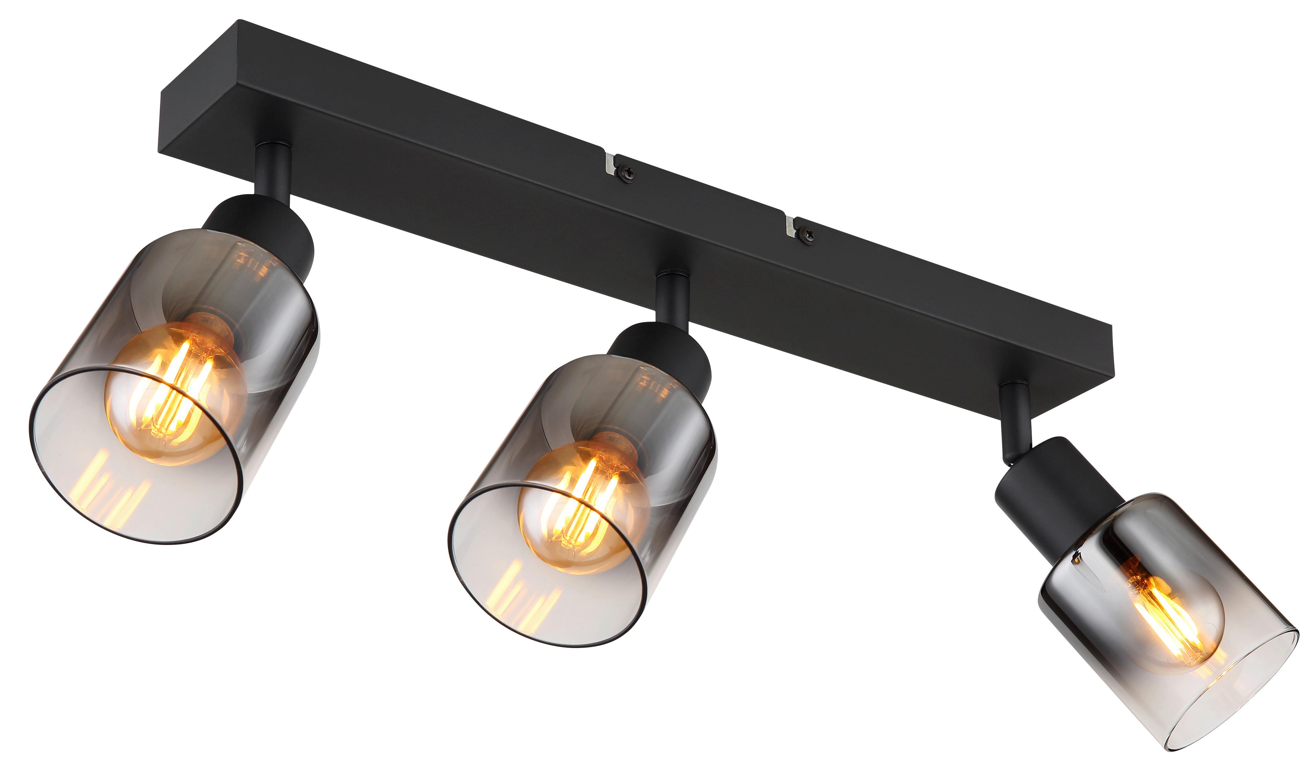 Strahler Timo 3-flammig Verstellbar Ø 7 Cm - Schwarz, MODERN, Glas/Metall (41/7/14cm) - Luca Bessoni
