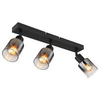 Strahler Timo 3-flammig Verstellbar Ø 7 Cm - Schwarz, MODERN, Glas/Metall (41/7/14cm) - Luca Bessoni