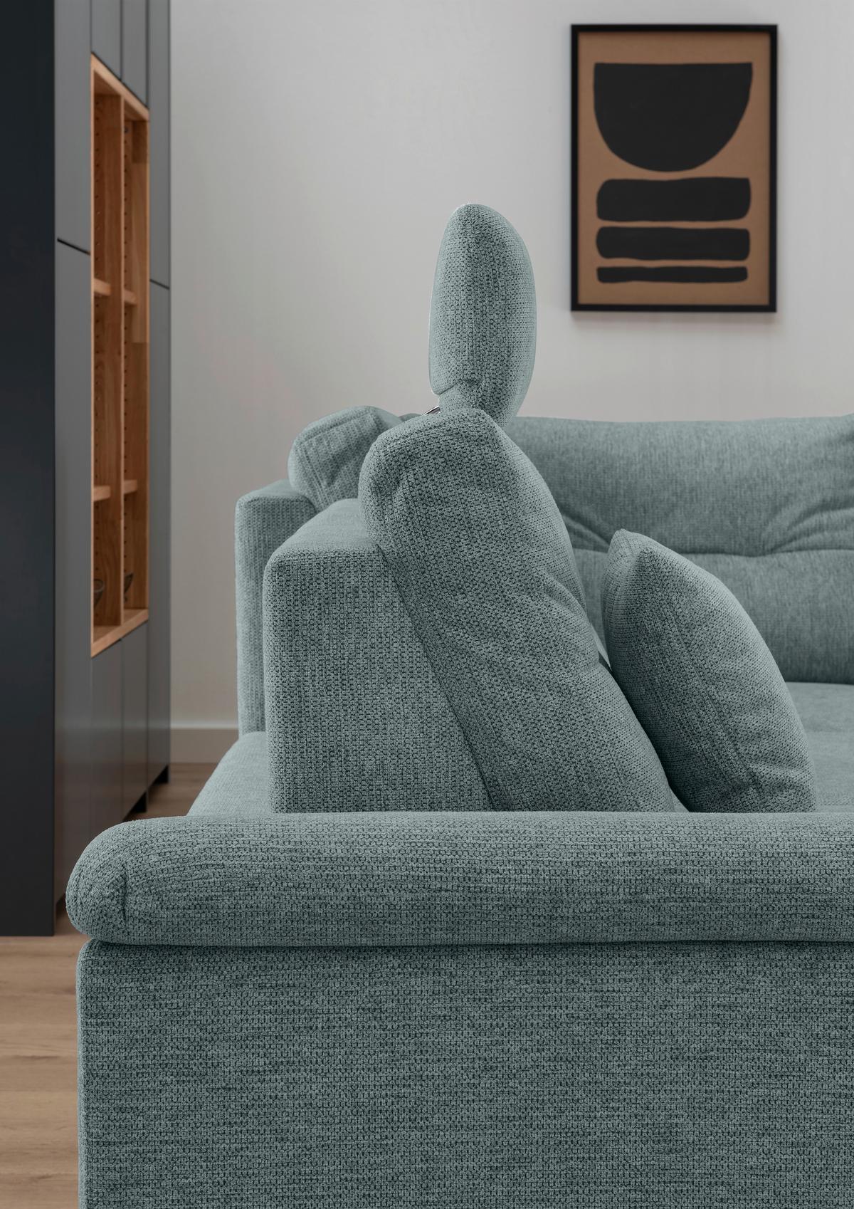 Ecksofa Brizzini, Blau S: 264x206 Cm - Blau/Naturfarben, MODERN, Textil (264/206cm) - Livetastic