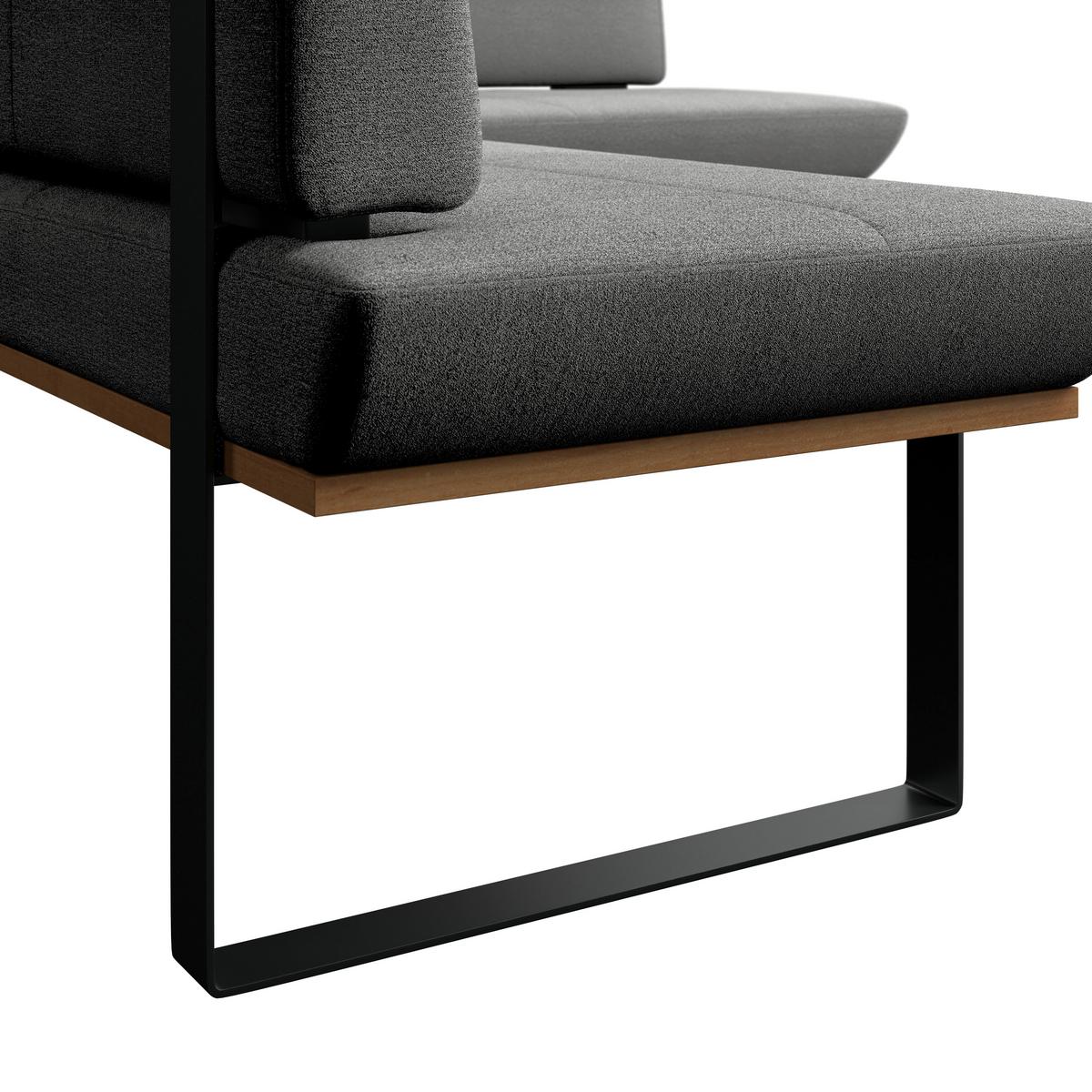 Eckbank Tristan Webstoff hellgrau, S:245x175cm - Hellgrau/Schwarz, MODERN, Holz/Textil (245/175cm) - James Wood