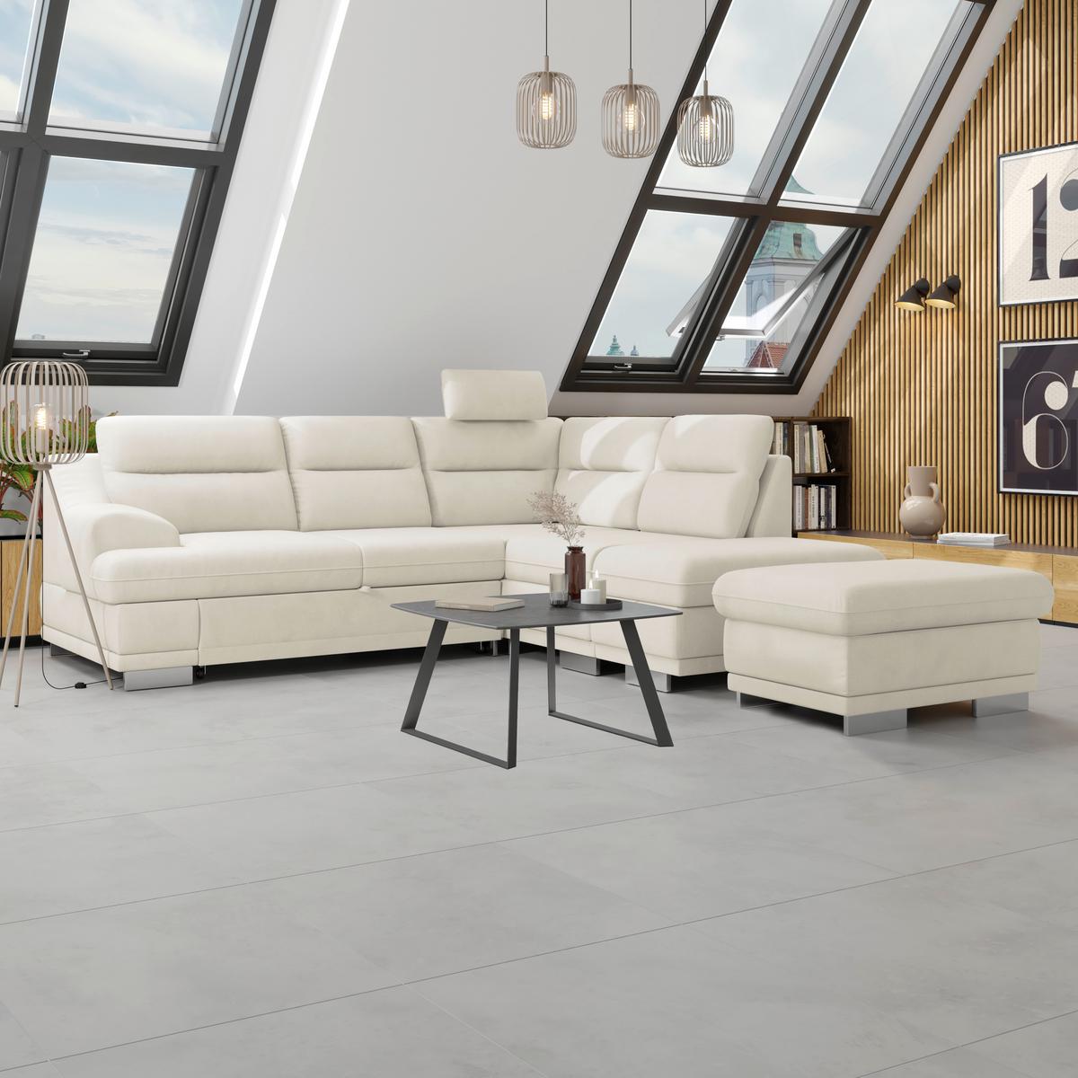 Wohnlandschaft Seaside - Platinfarben/Chromfarben, KONVENTIONELL, Textil (264/217cm) - MID.YOU
