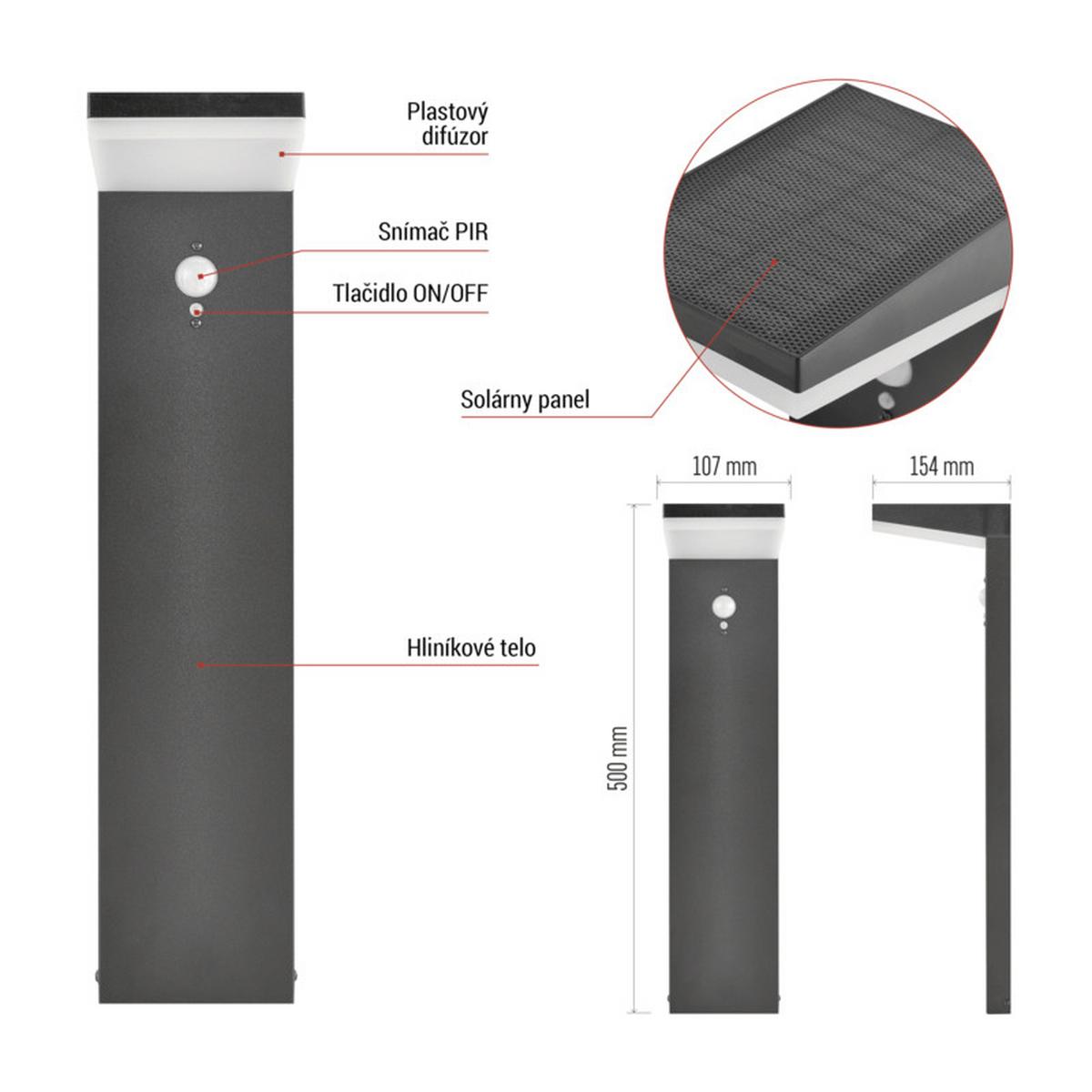 VONKAJŠIE LED SVIETIDLO VEREA - čierna, Modern, kov/plast