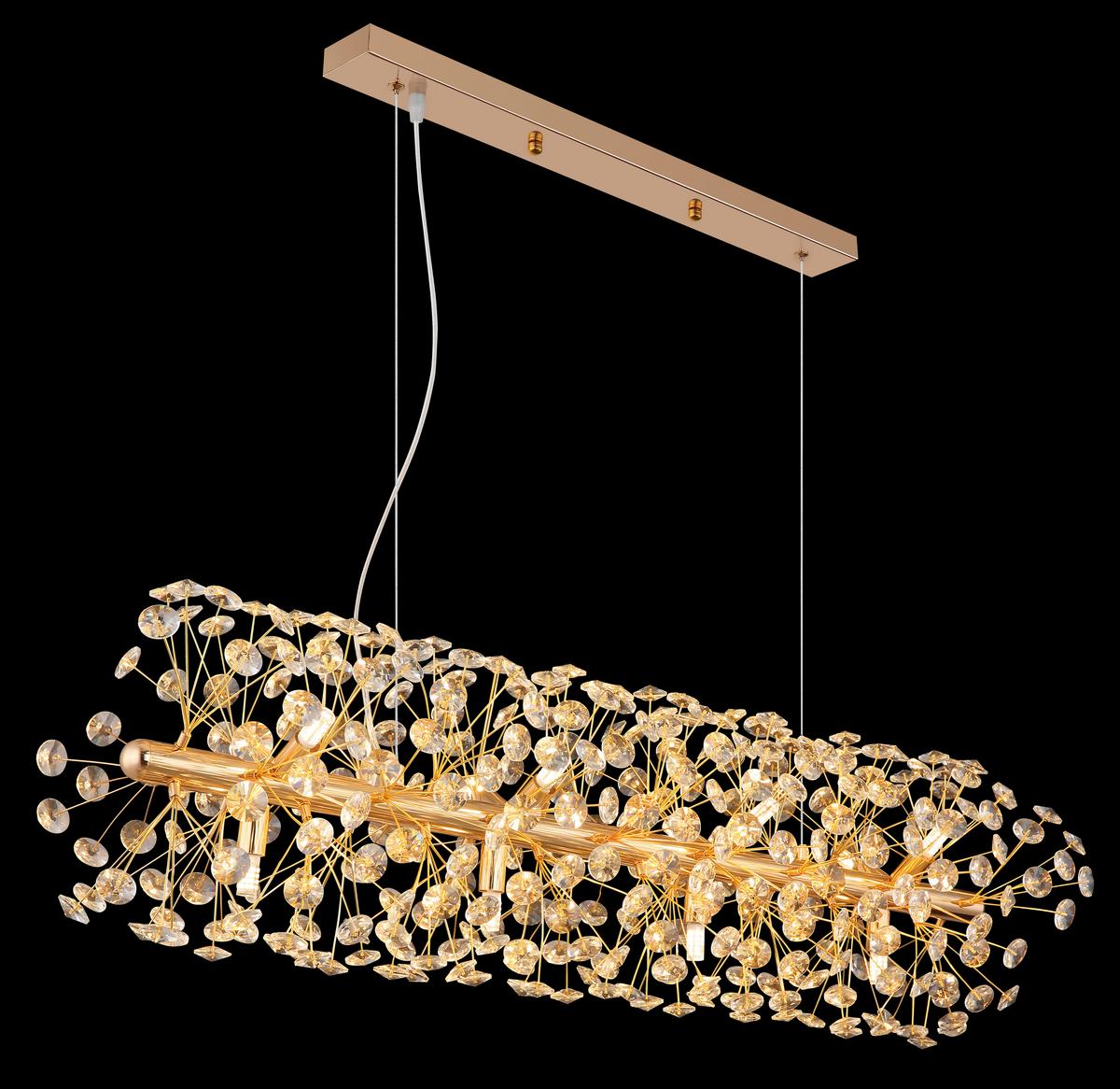 Kristály Függőlámpa 64135h4   Katrina - aranyszínű/áttetsző, Lifestyle, műanyag/üveg (90/30/150cm) - Globo