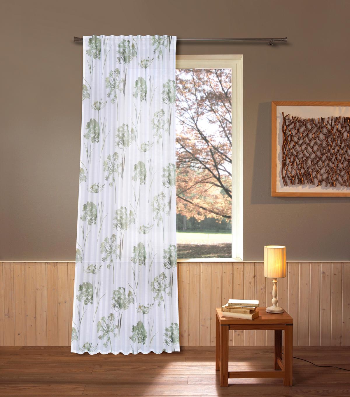 Készfüggöny Maddie Kb. 135/245cm - fehér/zöld, Romantik / Landhaus, textil (135/245cm) - James Wood