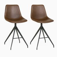 Barhocker-set Monaco Braun B: 44 Cm - Schwarz/Braun, MODERN, Textil/Metall (44/96/51cm) - MID.YOU