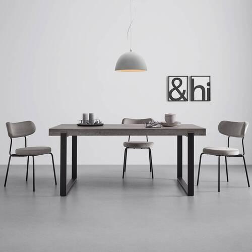 Jedálenský stôl Mila - dekor dub 180x90 cm - čierna/farba duba, Modern, kov (180/90/76cm) - Bessagi Home