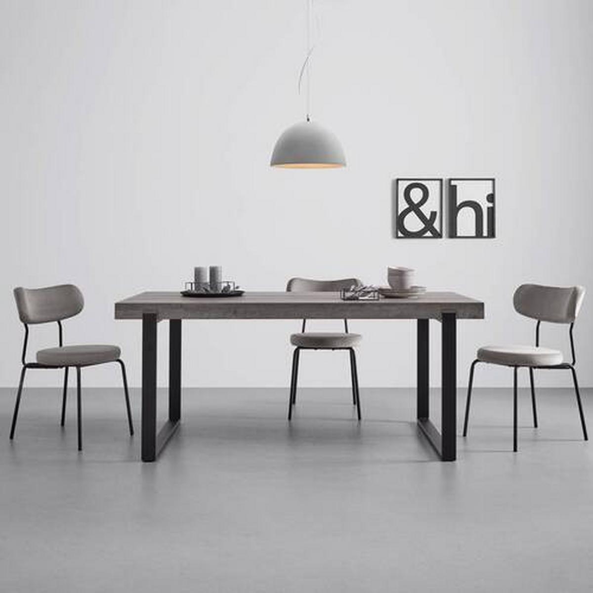 Jídelní stůl Mila - dekor dub 180x90 cm - černá/barvy dubu, Moderní, kov (180/90/76cm) - Bessagi Home