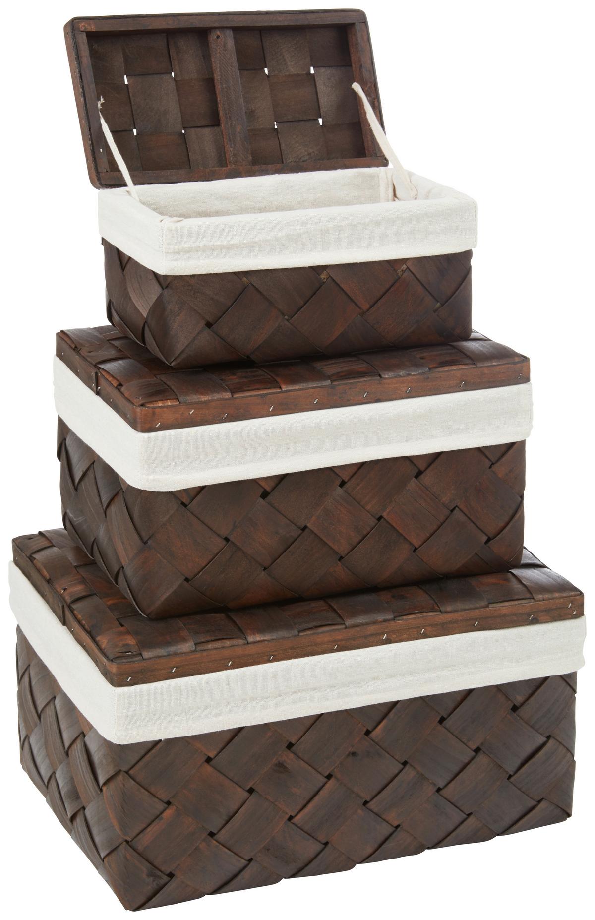 Korb Petra - S - Braun/Weiß, Basics, Holz/Textil (28/15/14cm) - Luca Bessoni