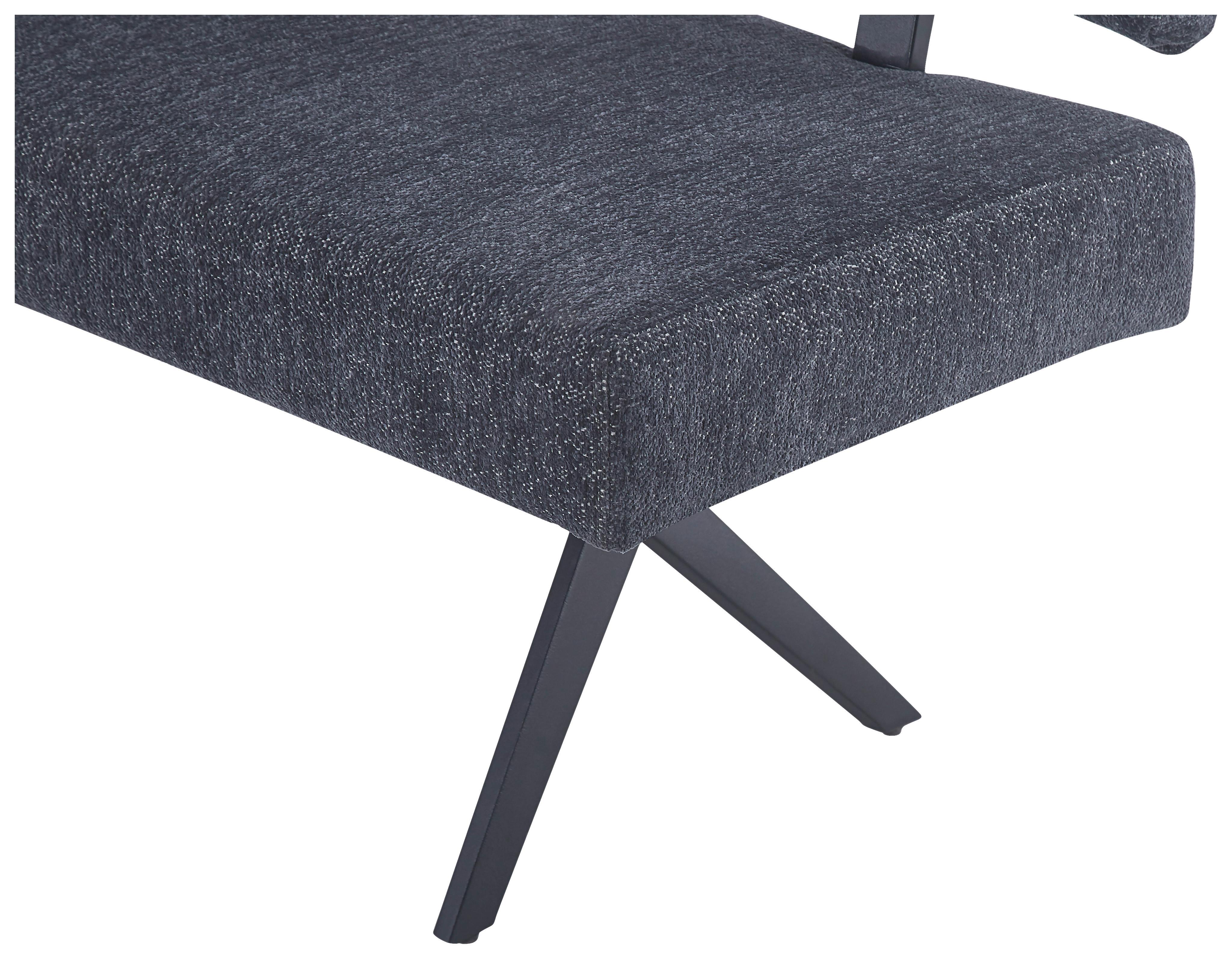 Eckbank Chios Leinenoptik Grau, S: 150x190cm - Dunkelgrau/Schwarz, KONVENTIONELL, Textil/Metall (150/190cm) - MID.YOU