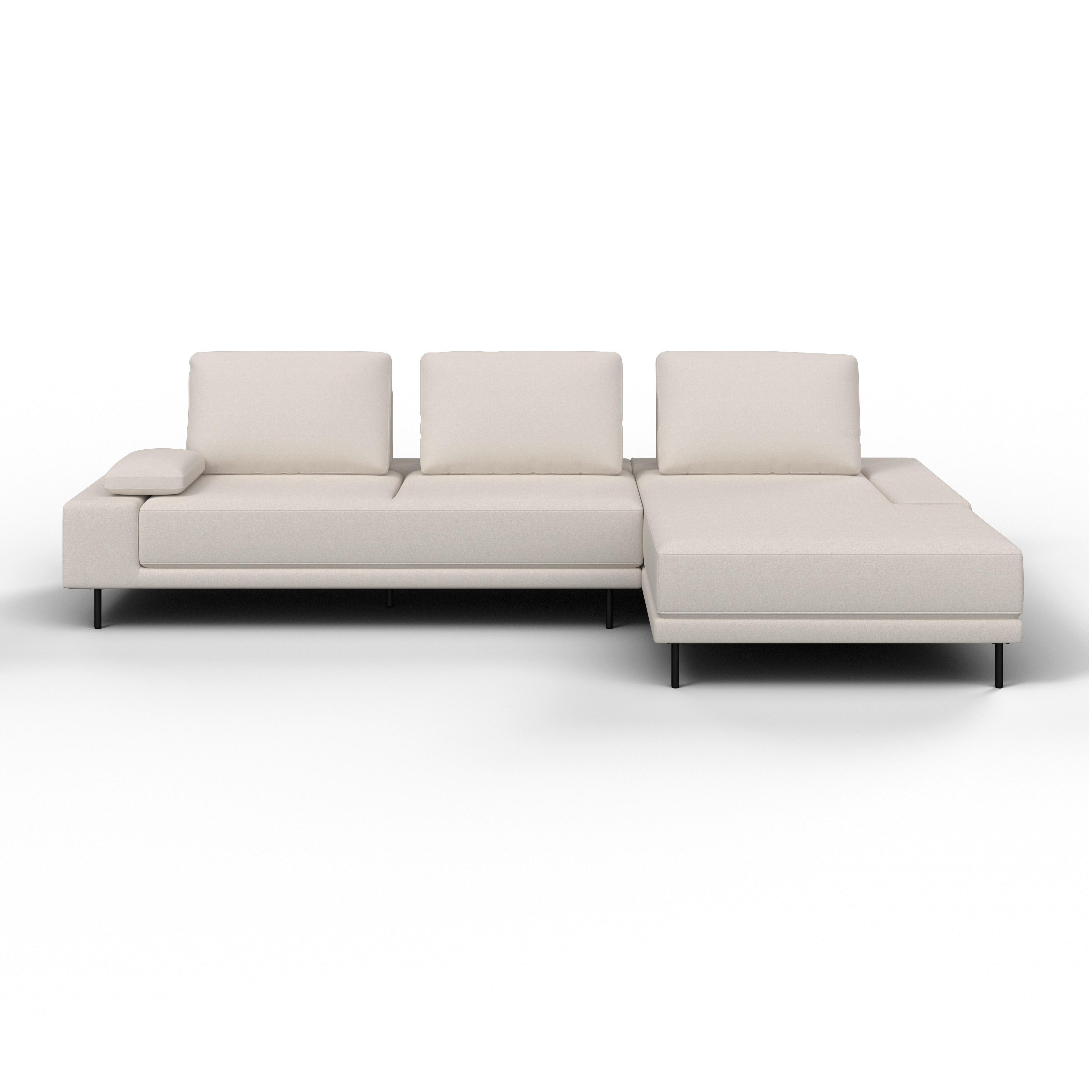 Sedací souprava MANI, béžová barva - černá/béžová, Moderní, kov/dřevo (309/89,2/183,5cm) - Bessagi Home