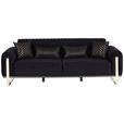 3-Sitzer-Sofa Mit Schlaffunktion Bono Schwarz - Goldfarben/Schwarz, MODERN, Textil (230/83/90cm) - Luca Bessoni