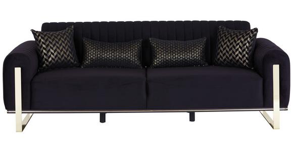 3-Sitzer-Sofa Mit Schlaffunktion Bono Schwarz - Goldfarben/Schwarz, MODERN, Textil (230/83/90cm) - Luca Bessoni